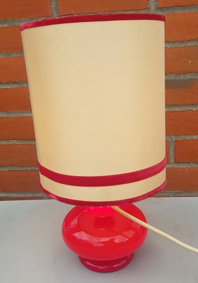 Red Glass Base Table Lamps, 1960s, Set of 2-QDP-1371762