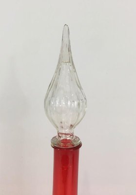 Red Glass Design Bottle, 1970s-BA-658701