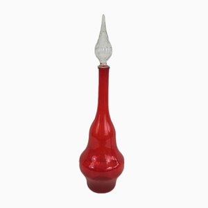 Red Glass Design Bottle, 1970s-BA-658701