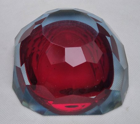 Red Glass Faceted Bowl with Diamond Cut from Mandruzzo Mandruzzato-LCV-1417228