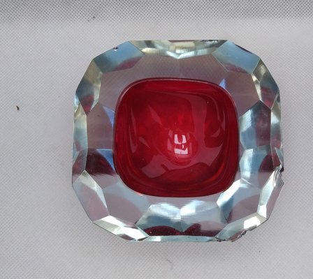 Red Glass Faceted Bowl with Diamond Cut from Mandruzzo Mandruzzato-LCV-1417228