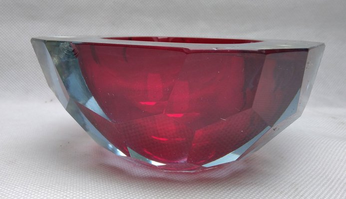 Red Glass Faceted Bowl with Diamond Cut from Mandruzzo Mandruzzato-LCV-1417228