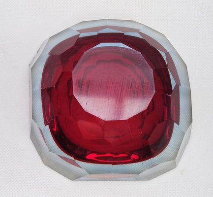 Red Glass Faceted Bowl with Diamond Cut from Mandruzzo Mandruzzato-LCV-1417228