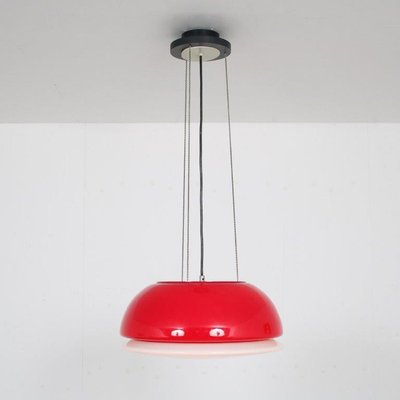 Red Glass Hanging Lamp, Italy, 1960s-DV-1077590