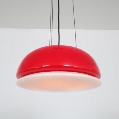 Red Glass Hanging Lamp, Italy, 1960s-DV-1077590