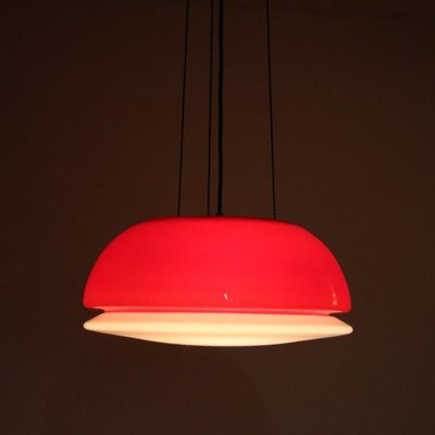 Red Glass Hanging Lamp, Italy, 1960s-DV-1077590