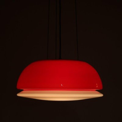 Red Glass Hanging Lamp, Italy, 1960s-DV-1077590