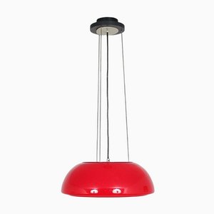 Red Glass Hanging Lamp, Italy, 1960s-DV-1077590