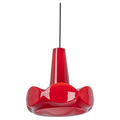 Red Glass Pendant Light attributed to Peill Putzler, Germany, 1970s-UGR-1446850