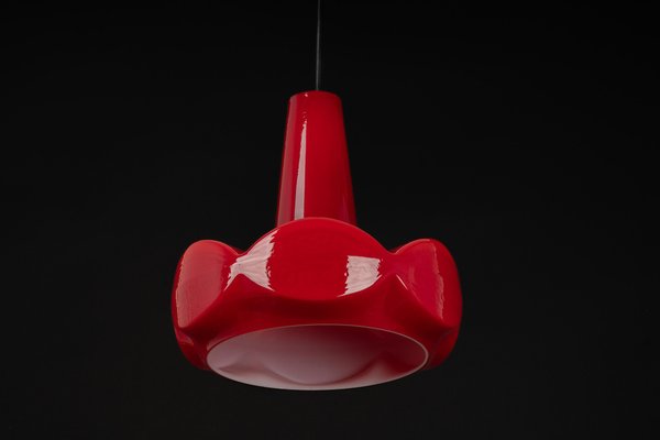 Red Glass Pendant Light attributed to Peill Putzler, Germany, 1970s-UGR-1446850