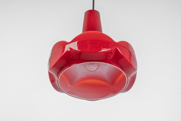 Red Glass Pendant Light attributed to Peill Putzler, Germany, 1970s-UGR-1446850