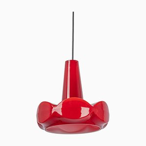 Red Glass Pendant Light attributed to Peill Putzler, Germany, 1970s-UGR-1446850