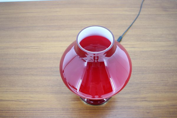 Red Glass Table Lamp by Stefan Tabery, 1960s-TZ-687089