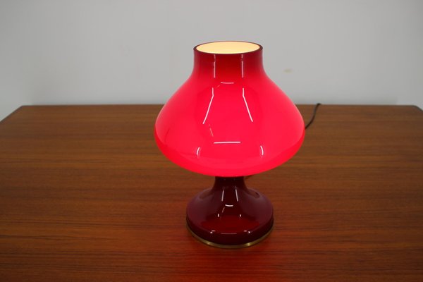 Red Glass Table Lamp by Stefan Tabery, 1960s-TZ-687089