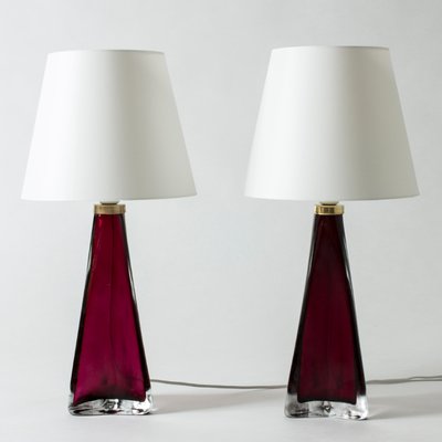 Red Glass Table Lamps by Carl Fagerlund for Orrefors, 1960s, Set of 2-NL-800639