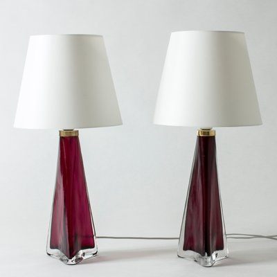 Red Glass Table Lamps by Carl Fagerlund for Orrefors, 1960s, Set of 2-NL-800639