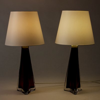 Red Glass Table Lamps by Carl Fagerlund for Orrefors, 1960s, Set of 2-NL-800639