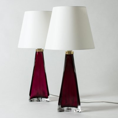 Red Glass Table Lamps by Carl Fagerlund for Orrefors, 1960s, Set of 2-NL-800639