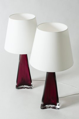 Red Glass Table Lamps by Carl Fagerlund for Orrefors, 1960s, Set of 2-NL-800639