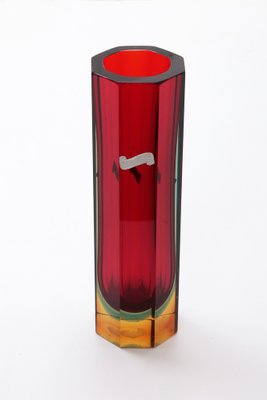 Red, Green and Blue Yellow Murano 8-Sided Block Vase by Flavio Poli, 1960-EZZ-1748819