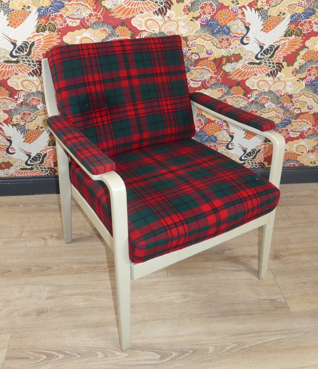 Red & Green Checkered Easy Chair, 1960s