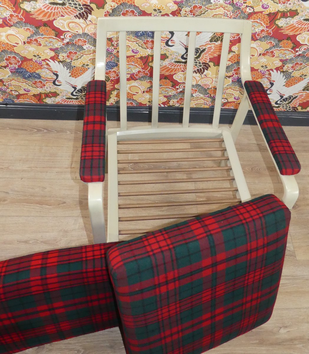 Red & Green Checkered Easy Chair, 1960s