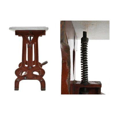 Red Industrial Table with Marble Top-NQ-1124738