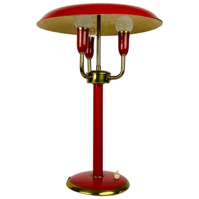 Red Italian Table Lamp with 3 Arms in the Style of Stilnovo, 1960s, Italy-PUK-913190