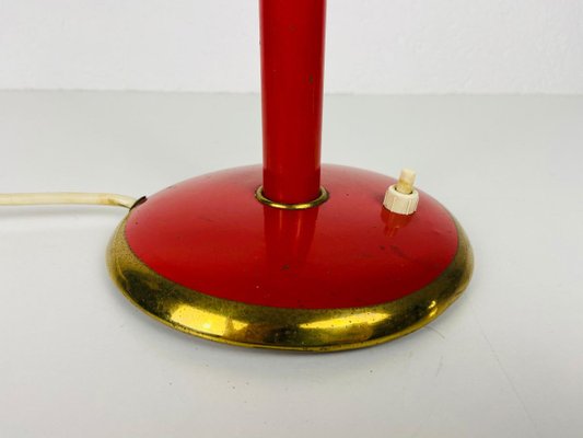 Red Italian Table Lamp with 3 Arms in the Style of Stilnovo, 1960s, Italy-PUK-913190