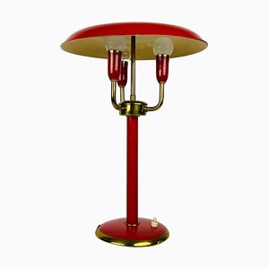 Red Italian Table Lamp with 3 Arms in the Style of Stilnovo, 1960s, Italy-PUK-913190