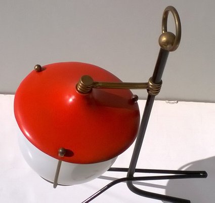 Red Italian Tripod Table Lamp, 1950s-EI-175430