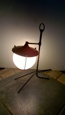 Red Italian Tripod Table Lamp, 1950s-EI-175430