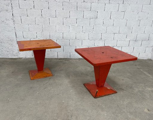 Red Kub Tables from Tolix, 1950s, Set of 2-PB-1700226