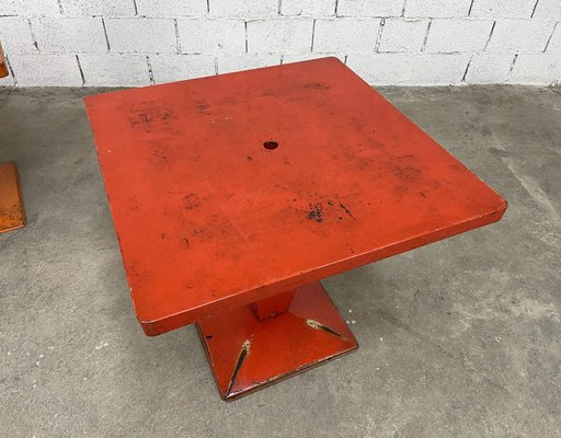 Red Kub Tables from Tolix, 1950s, Set of 2-PB-1700226