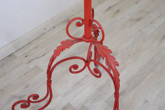 Red Lacquered Iron Clothes Rack, Early 20th Century