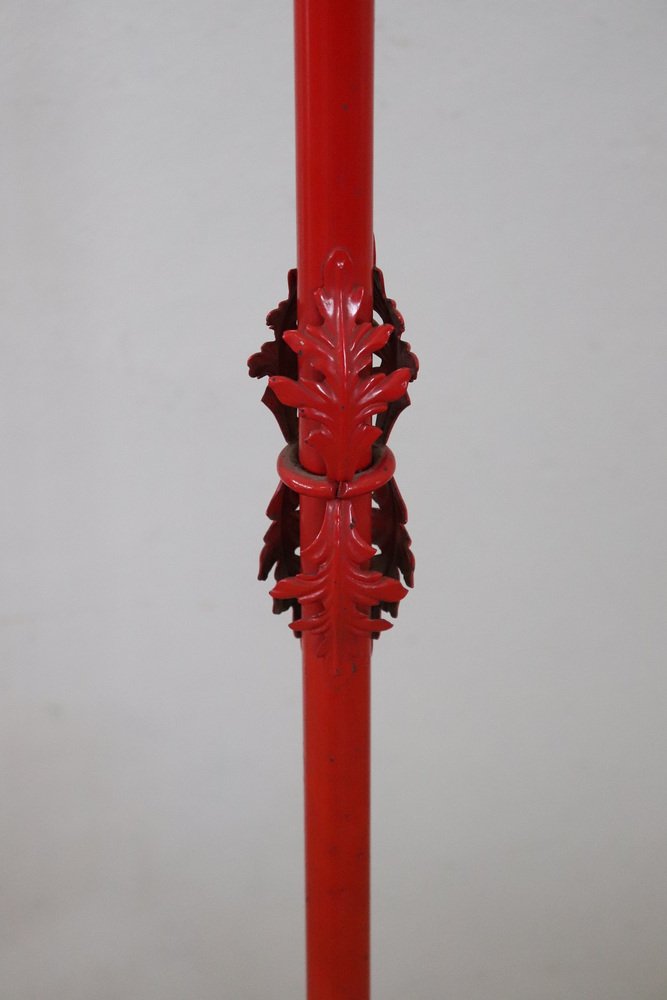 Red Lacquered Iron Clothes Rack, Early 20th Century