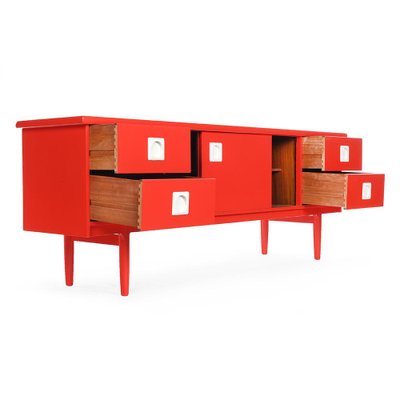 Red Lacquered Wood Console Table, 1960s-NQ-668667