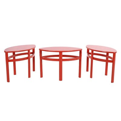 Red Lacquered Wood Low Tables-NQ-1314231