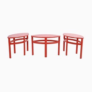 Red Lacquered Wood Low Tables-NQ-1314231