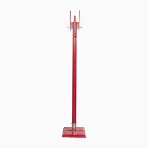 Red Lacquered Wooden Coat Stand with steel Inserts by Carlo De Carli for Fiarm, 1970s-JQO-1416922