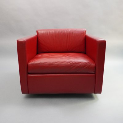 Red Leather 1051 Club Armchair by Charles Pfister from Knoll Inc. / Knoll International, 2000-RST-1371928