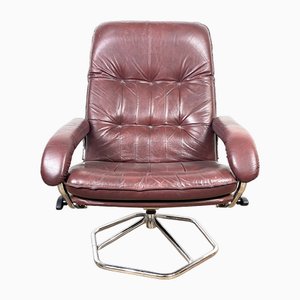 Red Leather and Chrome Armchair-QFU-1749482