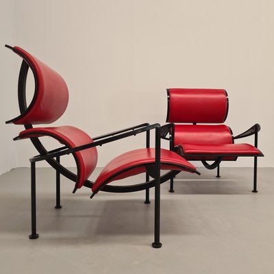 Red Leather Armchairs by Carlo Forcolini for Alias, 1986, Set of 2-PRS-1966310