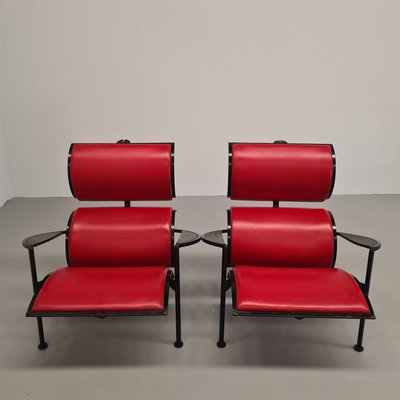 Red Leather Armchairs by Carlo Forcolini for Alias, 1986, Set of 2-PRS-1966310