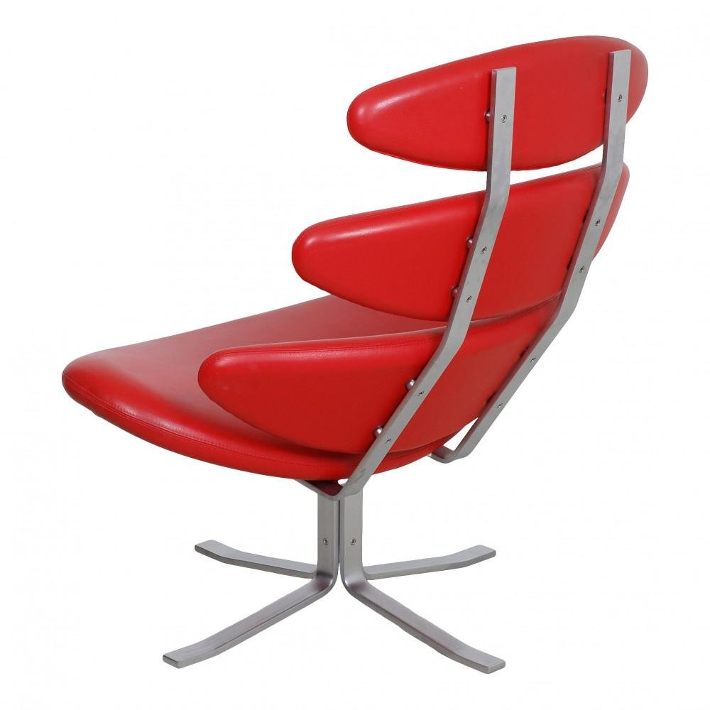 Red Leather Corona Armchair from Poul M Volther