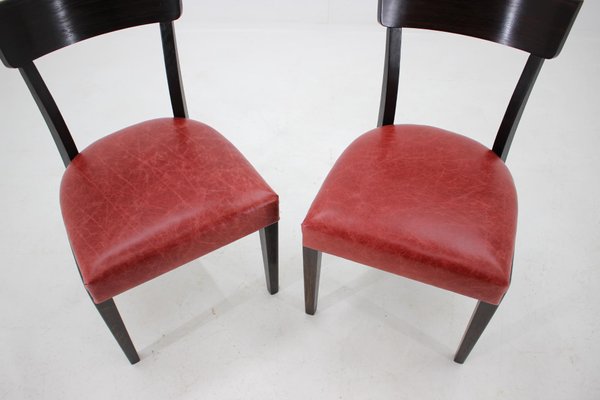 Red Leather Dining Chairs for UP, Czechoslovakia, Set of 4, 1950s-TZ-1079027