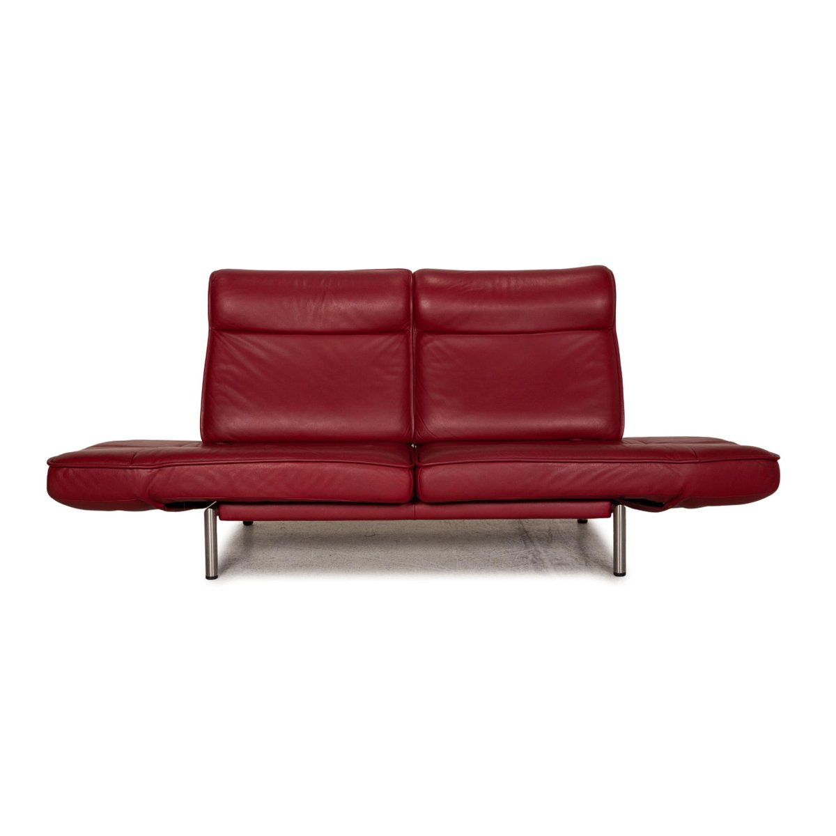 Red Leather Ds 450 Two-Seater Couch with Relax Function from de Sede