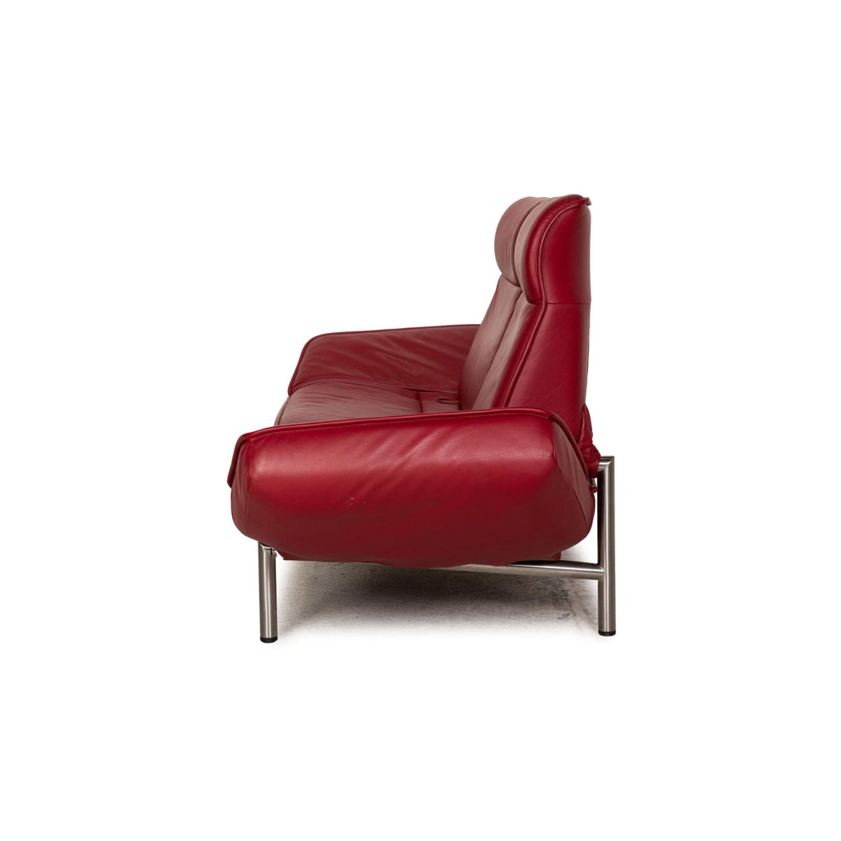 Red Leather Ds 450 Two-Seater Couch with Relax Function from de Sede