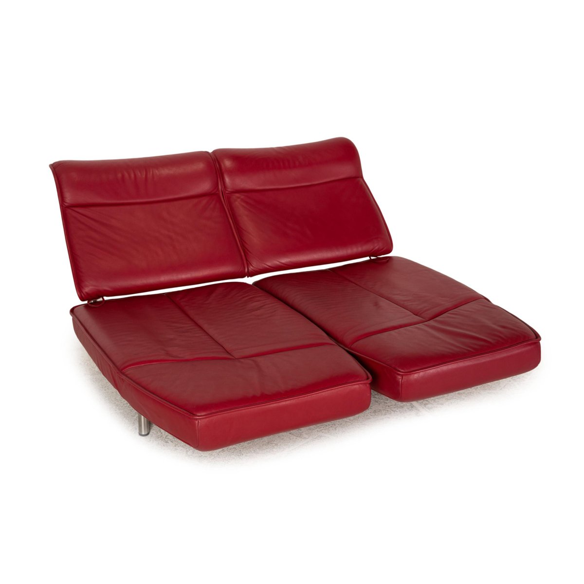 Red Leather Ds 450 Two-Seater Couch with Relax Function from de Sede