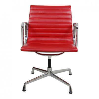 Red Leather EA-108 Chair by Charles Eames for Vitra, 2000s-MTD-1400504